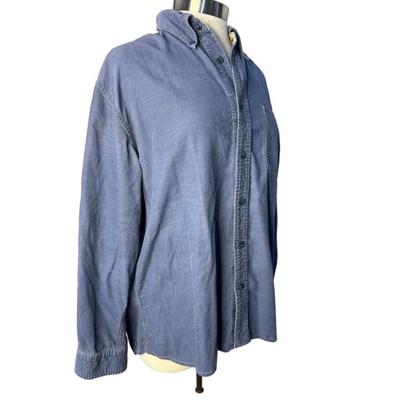 Cambridge Classic Large Blue Men’s Button up Corduroy, Long Sleeve Collar Pocket - Picture 5 of 13